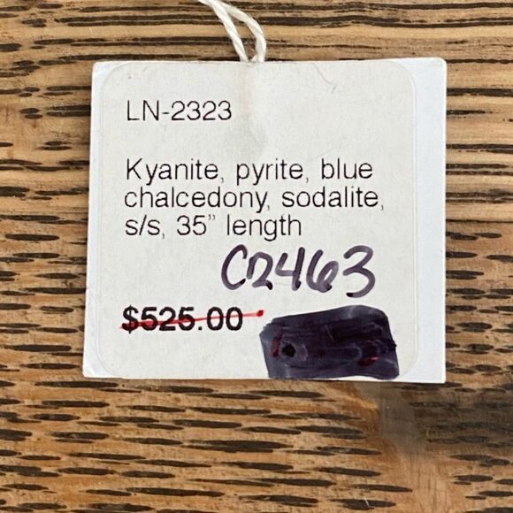 NWT New Margo Morrison Blue Genuine Stone & Crystal Necklace Kyanite/Pyrite - Picture 5 of 5